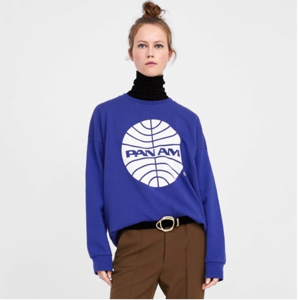 ZARA Pan Am Blue Women's Sweatshirt size Small
